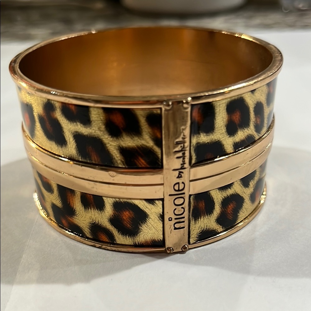 Nicole by Nicole Miller Animal Print Gold Bangle
